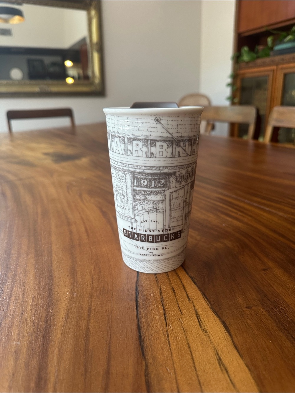 Starbucks White Ceramic Mug with Pikes Place Sketch Artwork